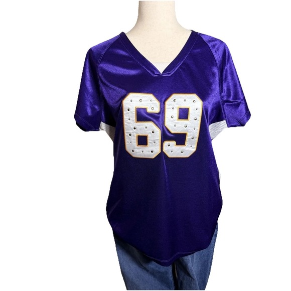 NFL Tops - Purple Minnesota Vikings Allen 69 Football Jersey Women's Rhinestone Embellished